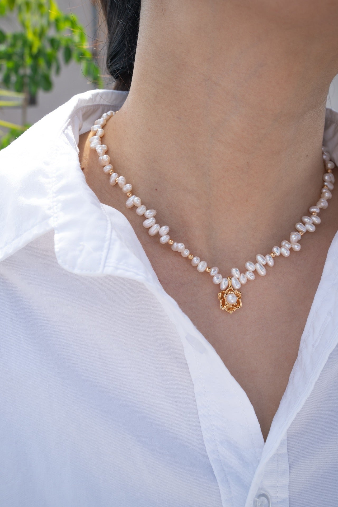 Camellia Pearl Necklace