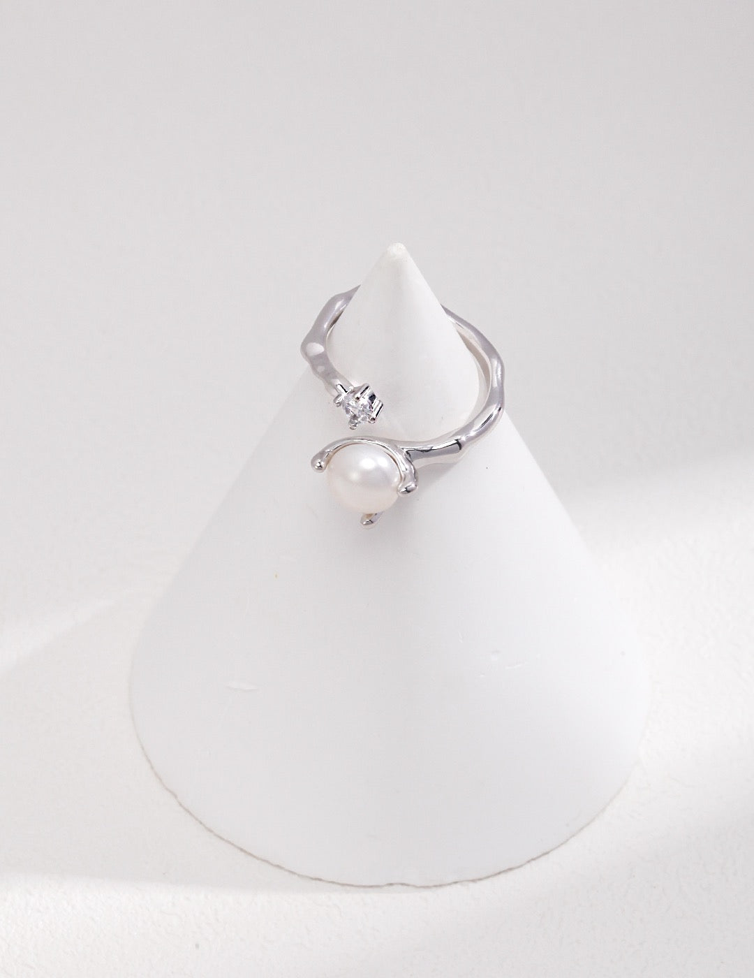 Pearl and Cubic Zirconia Ring